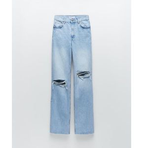 Zara wide leg hi rise jeans size 4 blue 27 cute